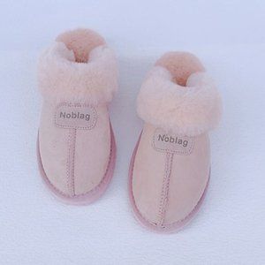 Noblag Wool Sheepskin Winter Slippers For Women Fur Pink